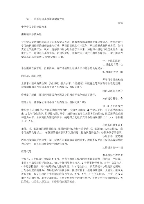 小组建设实施方案