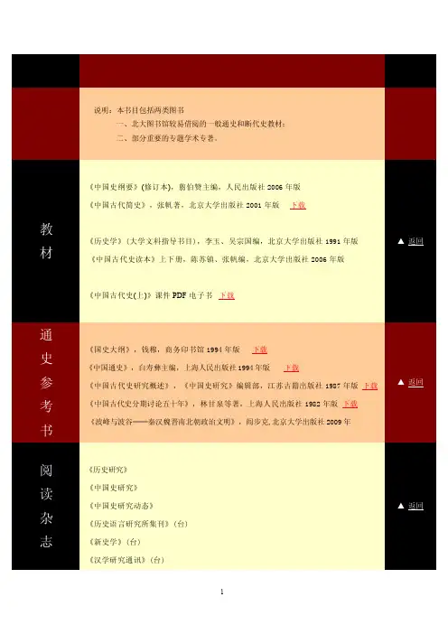 中国古代史(上)参考书目
