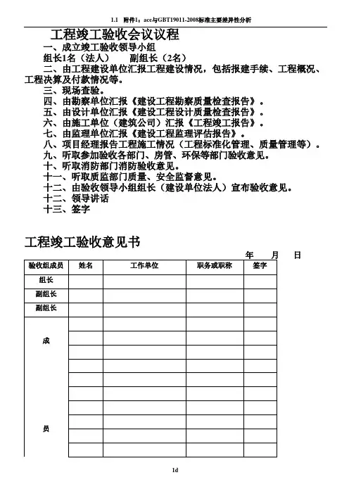 工程竣工验收会议议程60702