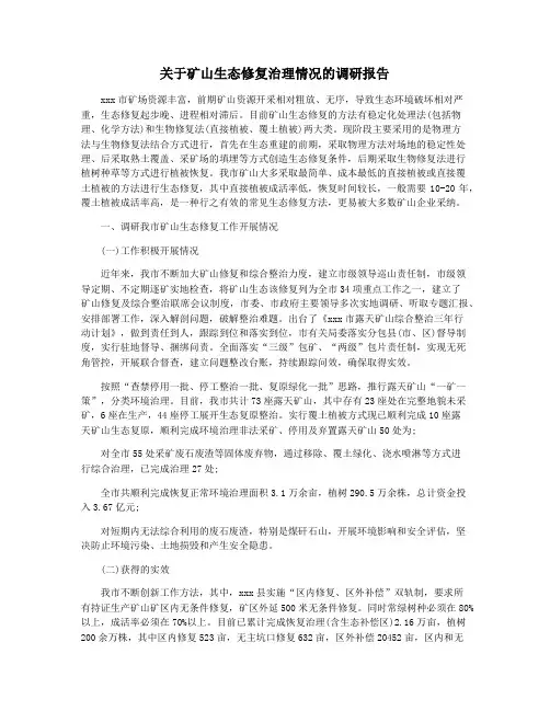 关于矿山生态修复治理情况的调研报告