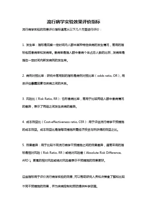 流行病学实验效果评价指标