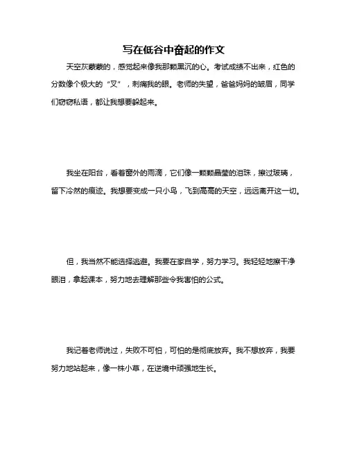 写在低谷中奋起的作文