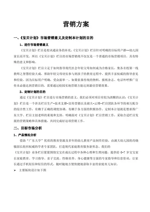 《宝贝计划》栏目营销方案