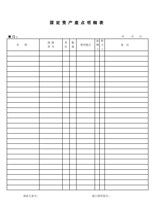 固定资产盘点表和说明