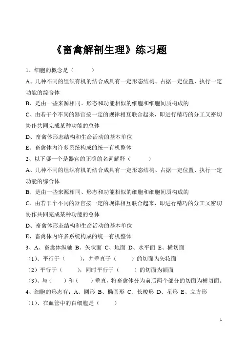 解剖生理练习题