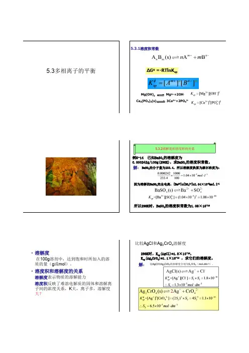第五章之5.3多相离子平衡