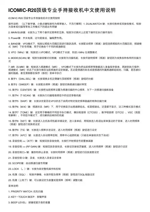 ICOMIC-R20顶级专业手持接收机中文使用说明