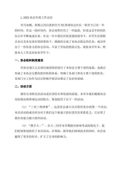 2023协会年度工作总结范文精选10篇
