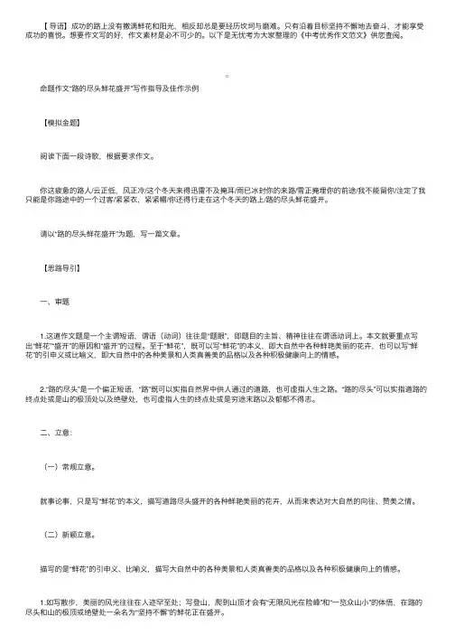 中考优秀作文范文：路的尽头鲜花盛开