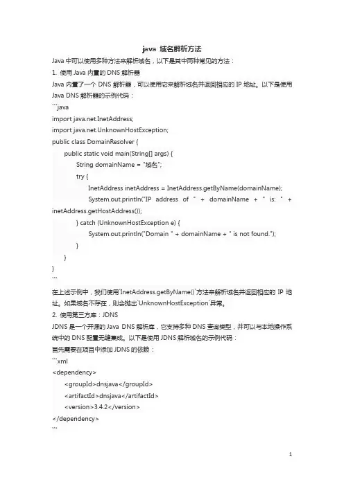 java 域名解析方法