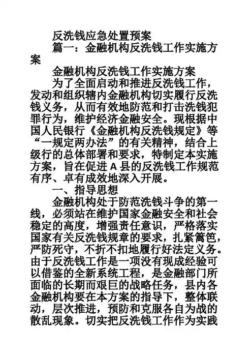 反洗钱应急处置预案