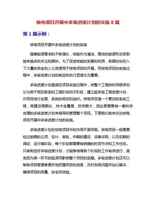 核电项目开展中多级进度计划的实施8篇
