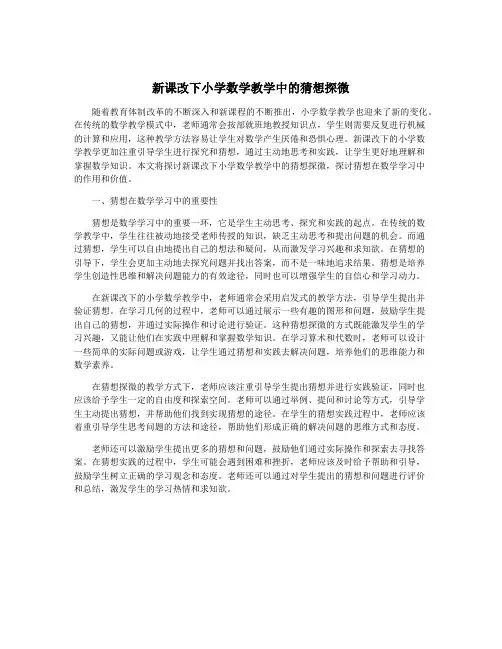 新课改下小学数学教学中的猜想探微