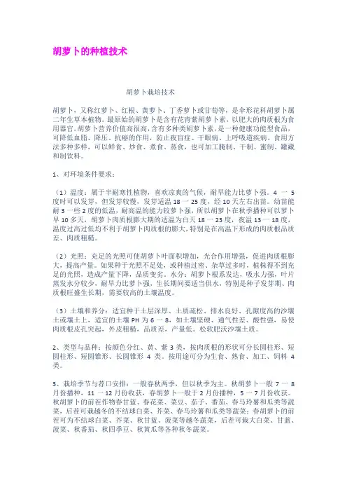 胡萝卜的种植技术