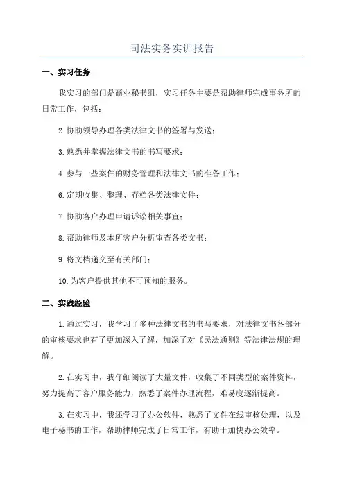 司法实务实训报告