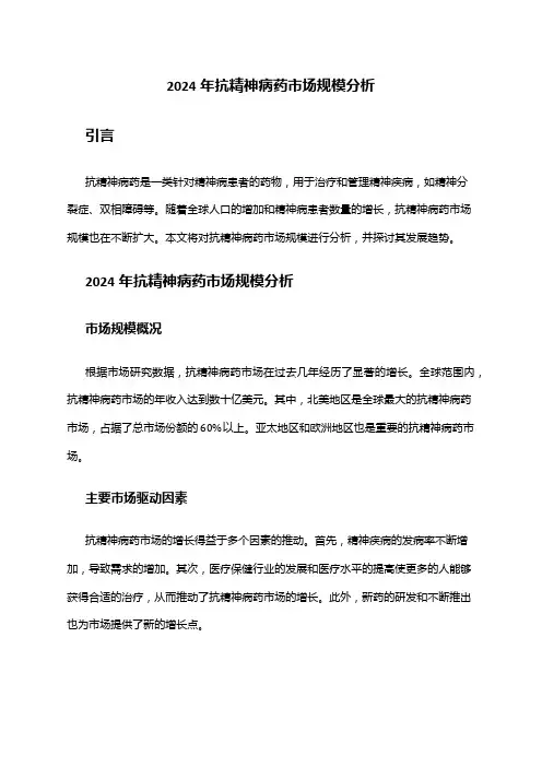 2024年抗精神病药市场规模分析