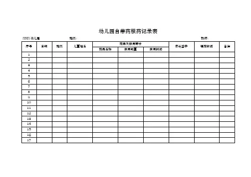 幼儿园自带药服药记录表