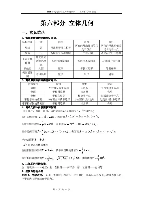 2013年高考数学复习专题系列-----立体几何
