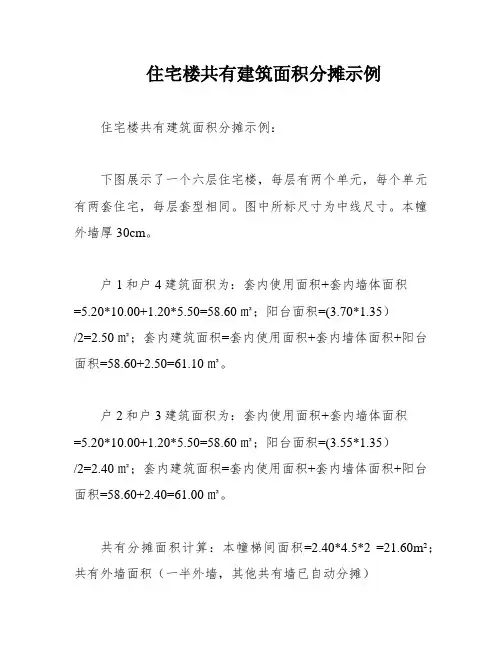 住宅楼共有建筑面积分摊示例