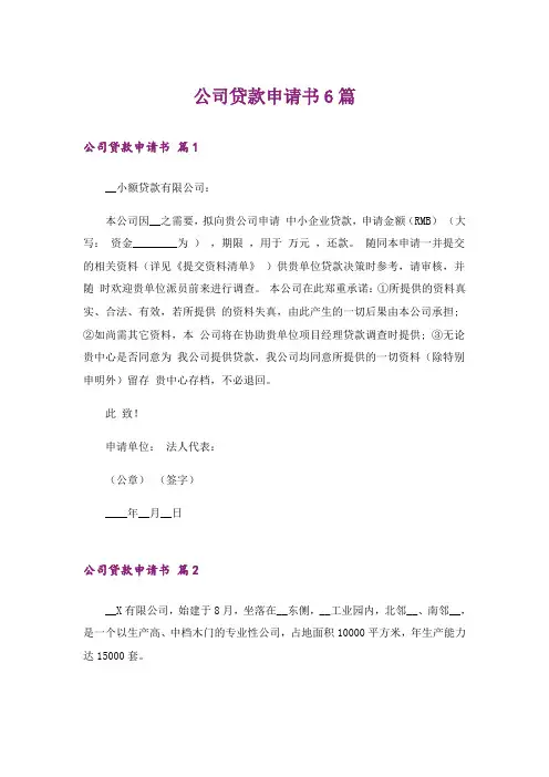 公司贷款申请书6篇