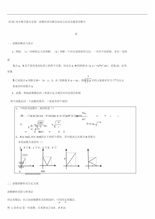 高中数学最全必修一函数性质详解与知识点总结与题型详解