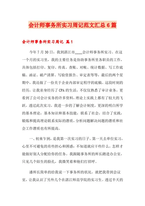 会计师事务所实习周记范文汇总6篇