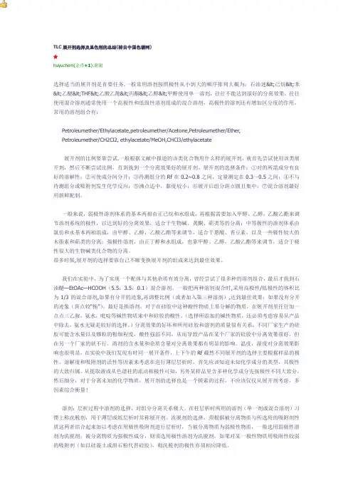 TLC展开剂选择及显色剂的总结