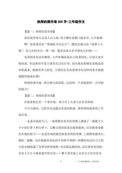 热闹的菜市场300字-三年级作文