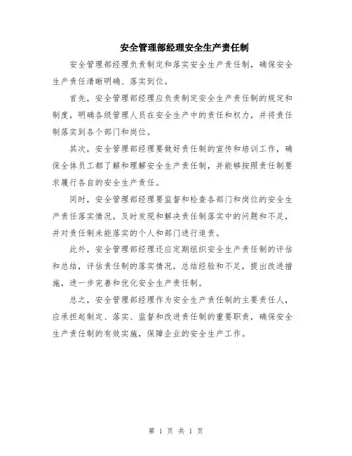 安全管理部经理安全生产责任制