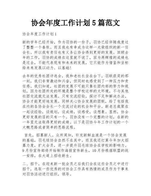 协会年度工作计划5篇范文