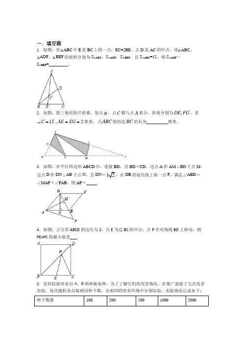 【精选试卷】深圳罗湖中学中考数学填空题专项练习经典测试卷(含答案解析)