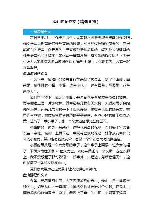 盘山游记作文（精选6篇）