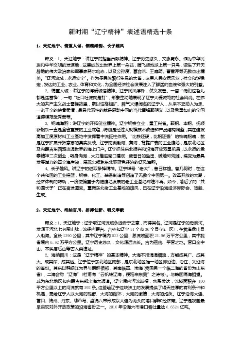 辽宁精神表述语精选十条