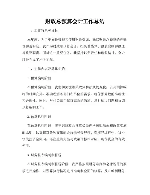 财政总预算会计工作总结