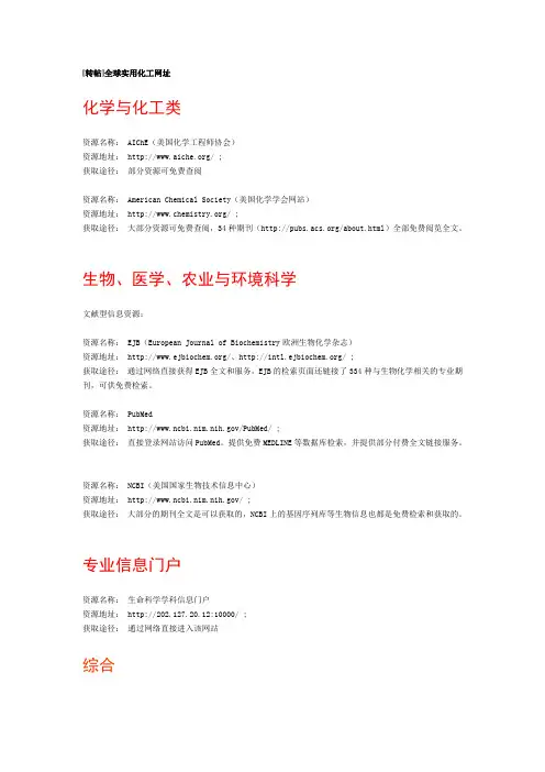 全球实用化工网址