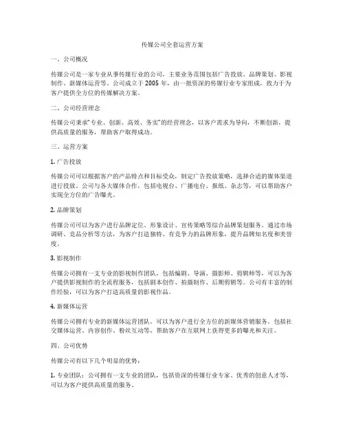 传媒公司全套运营方案