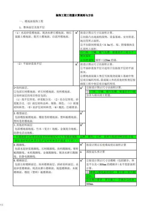 装饰工程工程量计算规则与方法