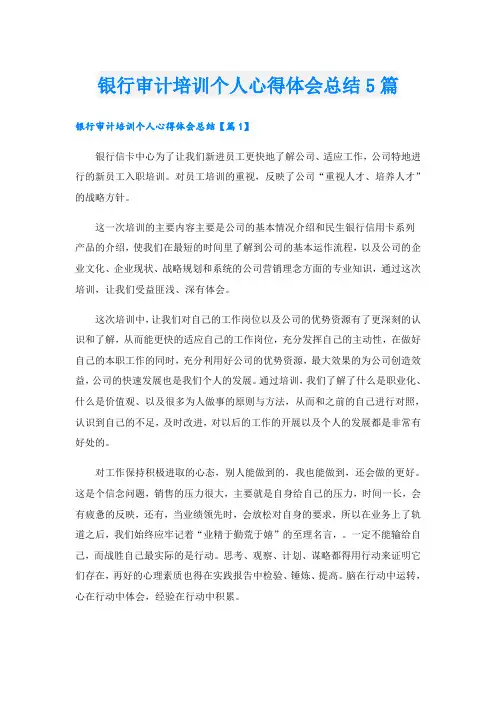 银行审计培训个人心得体会总结5篇