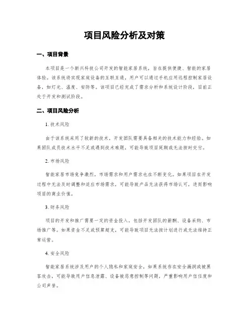 项目风险分析及对策
