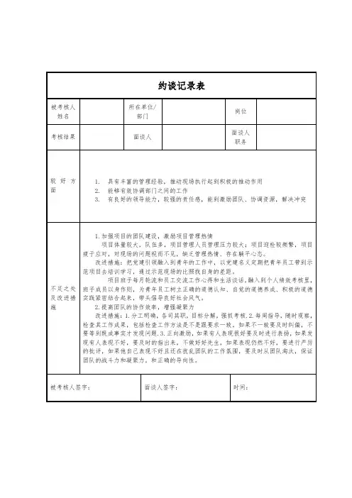 绩效约谈记录表