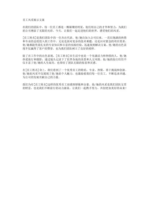 员工风采文案范文