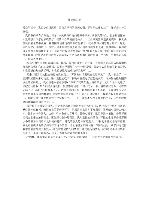高中作文  被搁浅的梦