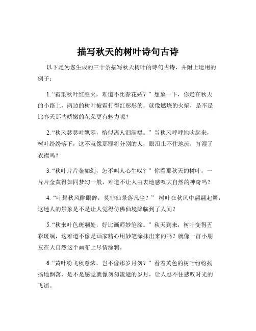 描写秋天的树叶诗句古诗
