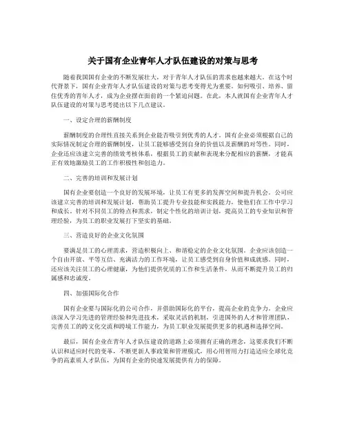 关于国有企业青年人才队伍建设的对策与思考