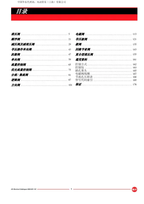 SUN插装阀中文简易目录