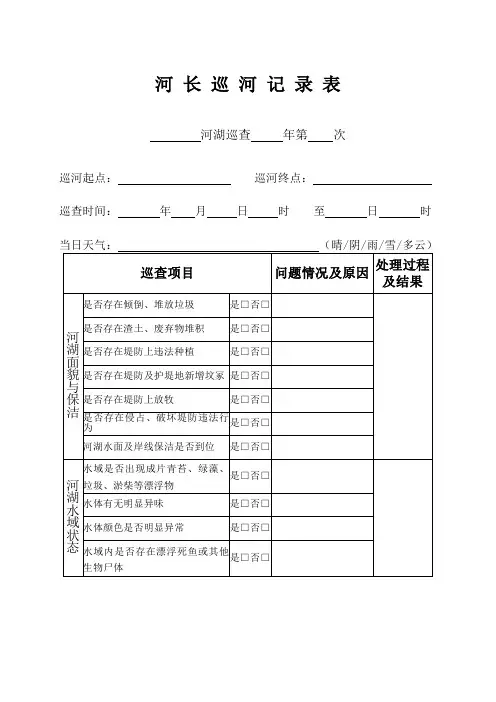 河长巡河记录表