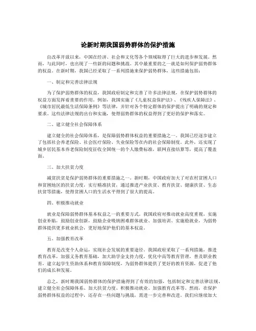 论新时期我国弱势群体的保护措施