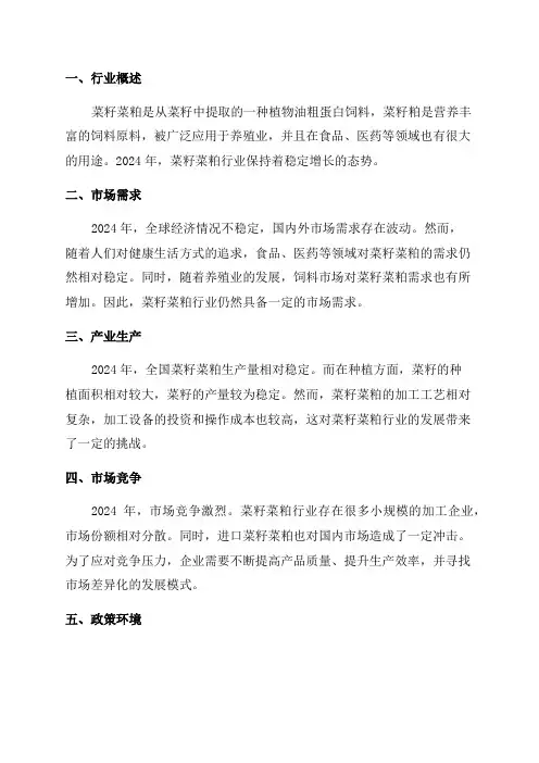 2024年菜籽菜粕行业分析报告