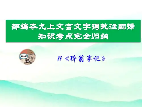 部编本九上文言文考点全归纳：第11课《醉翁亭记》课件