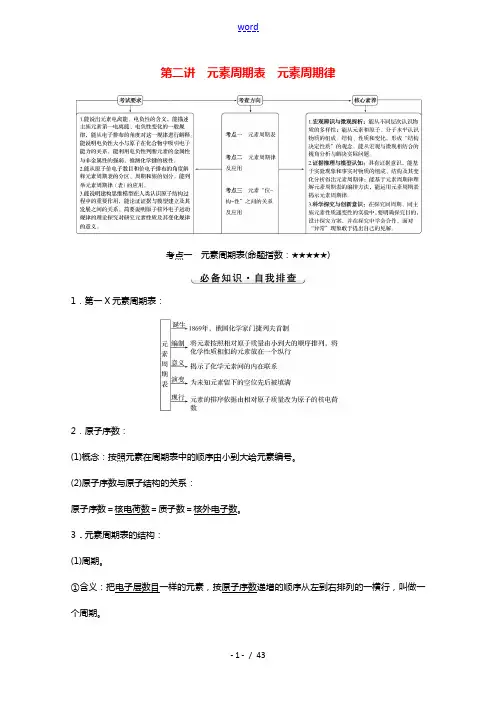 2022版高考化学一轮复习第五章物质结构与性质元素周期律第二讲元素周期表元素周期律学案新人教版